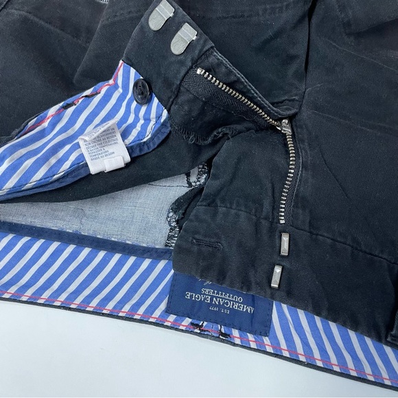 American Eagle Womens Shortie Shorts Chino Size 6 Solid Black Flap Pockets #1089 - Picture 11 of 11